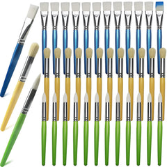 GACDR bulk brushes for kids with flat synthetic bristles for base coats