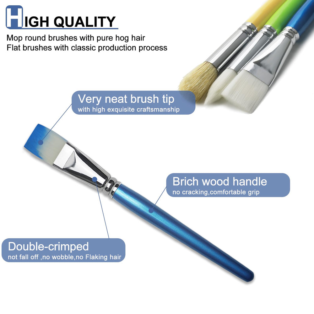 GACDR bulk brushes for kids with large natural bristle for wide coverage
