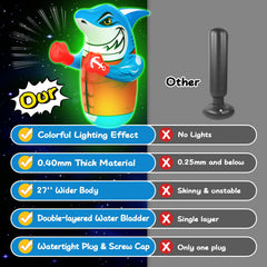Gadetouq Shark LED Bop Bag side view highlights stability with water-filled base