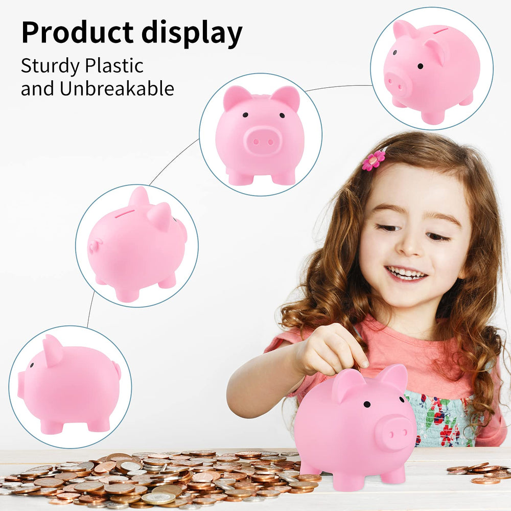 GADIEDIE pink piggy bank side view, sturdy design for daily use by kids.