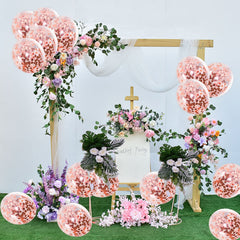 GaesQae bridal shower decor using rose gold balloons for romantic ambience