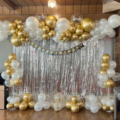 GaesQae metallic gold balloons 10-inch versatile for layered displays.