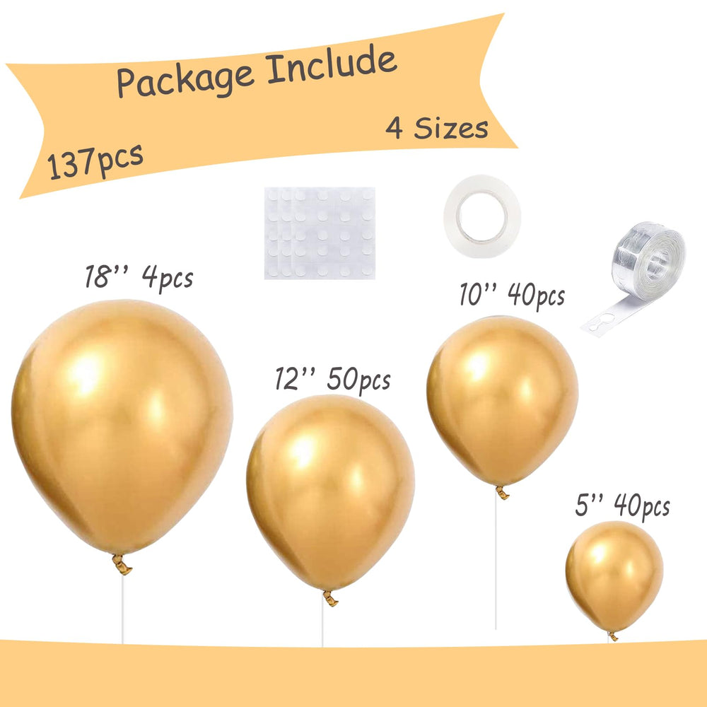 GaesQae metallic gold balloons 12-inch ideal for arches and arrangements.