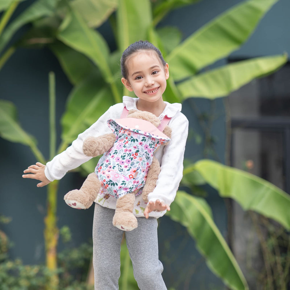 GAGAKU doll carrier pink leaf folds to fit various dolls safely.