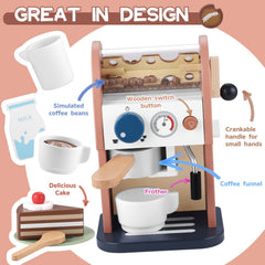 GAGAKU wooden coffee maker detail highlights smooth finish ideal for small hands.