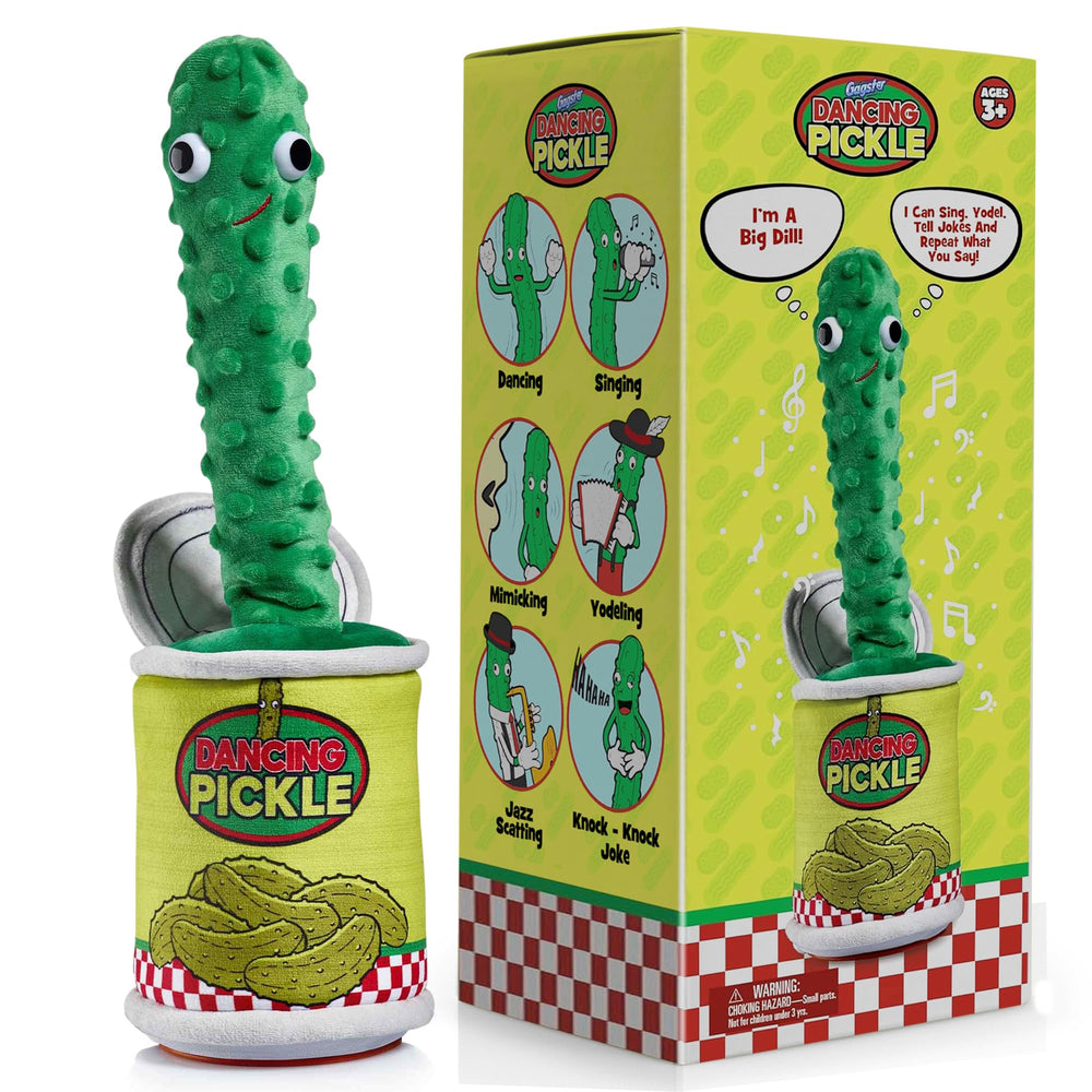 Gagster Dancing Pickle toy repeats your words with yodeling for instant amusement.