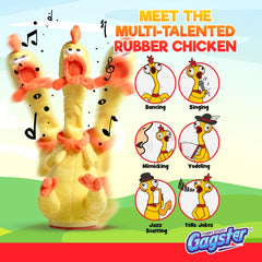 Gagster rubber chicken toy mimics your voice for comedic effect.