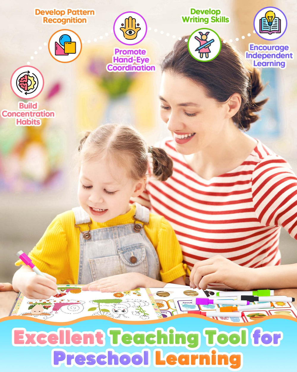 Gagule Busy Book drawing-pages open invites drawing and writing practice anywhere