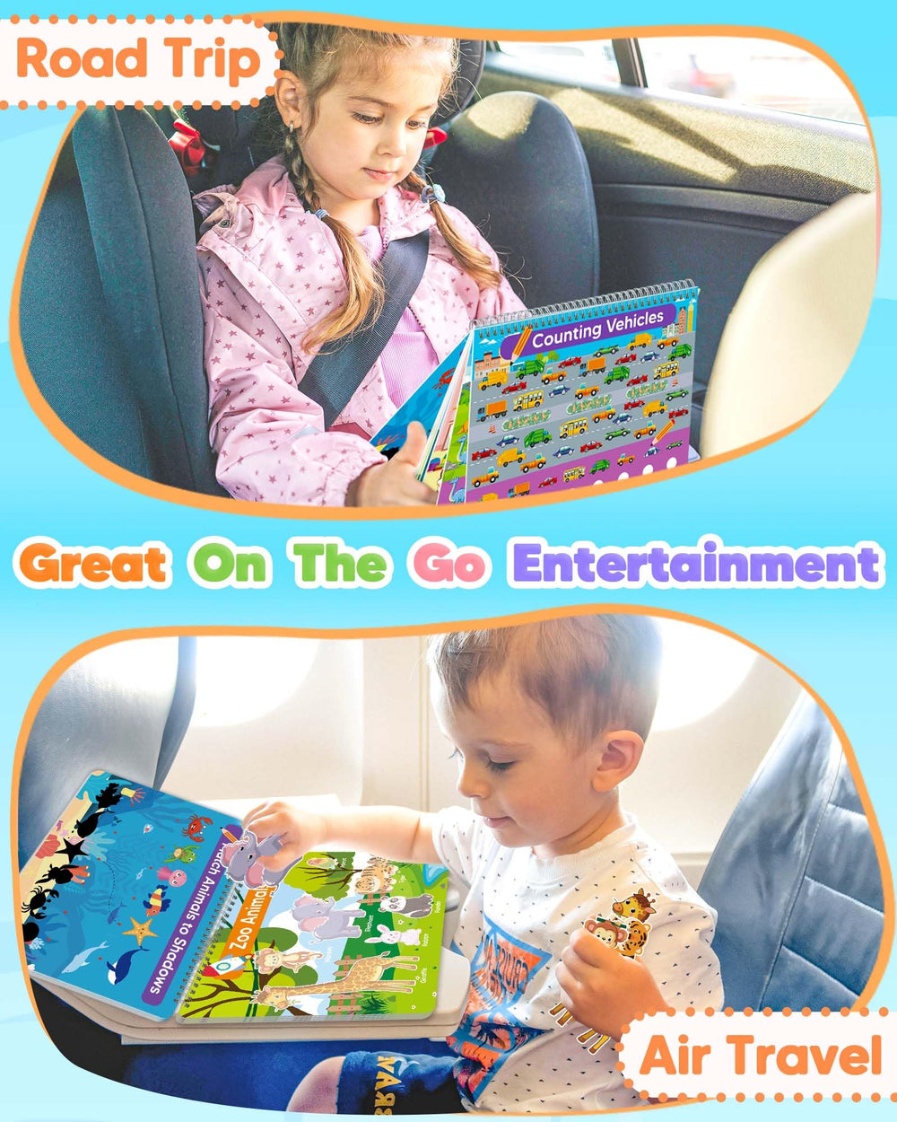 Gagule Toddler Busy Book in-hand demonstrates portable travel-friendly learning