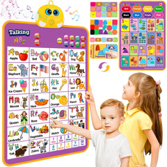 GaHoo alphabet wall chart front view in purple promotes early literacy through interactive learning