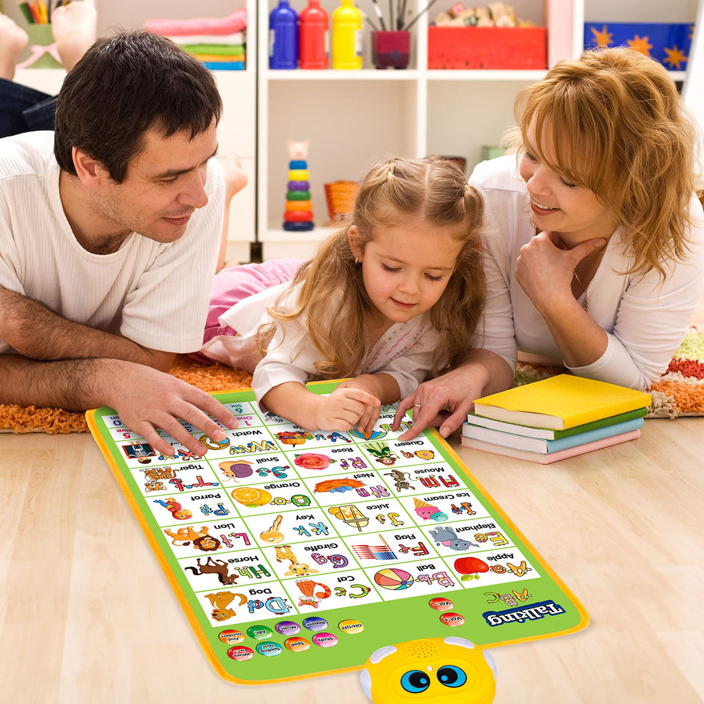 GaHoo English learning interactive poster with letters and numbers for early literacy.