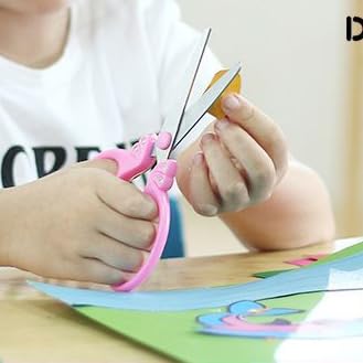 GAIFONGRE age-5-10 craft scissors for young creators working on paper and posters.