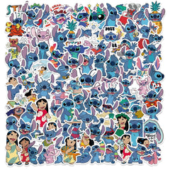 GAIGISFUR Stitch stickers in 100 designs for laptops, bottles, and gear.