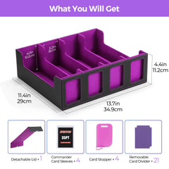 GAISTEN four transparent display windows showcase commander cards instantly.