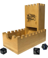Galdor's Guild bamboo dice tower stand enhances tabletop play with elegant, smooth dice flow.