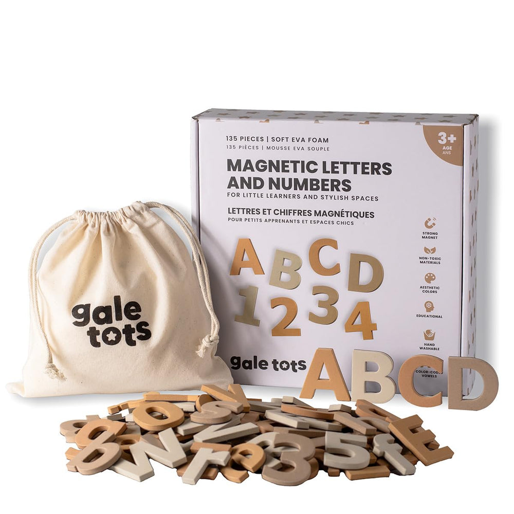 GALE TOTS magnetic letters on fridge for early letter recognition.