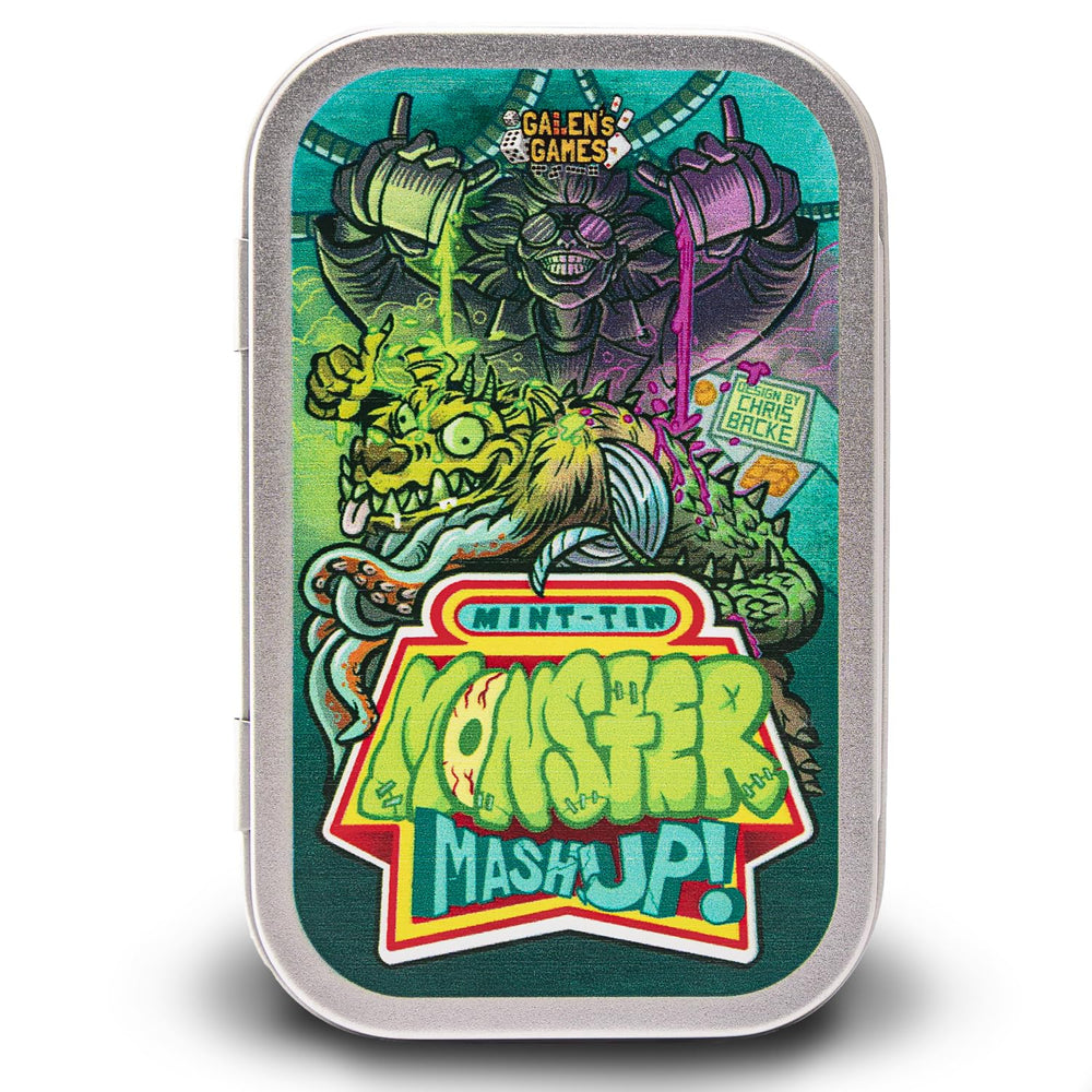 Galen's Games Mint-Tin Monster dice battle in a pocket travel tin.