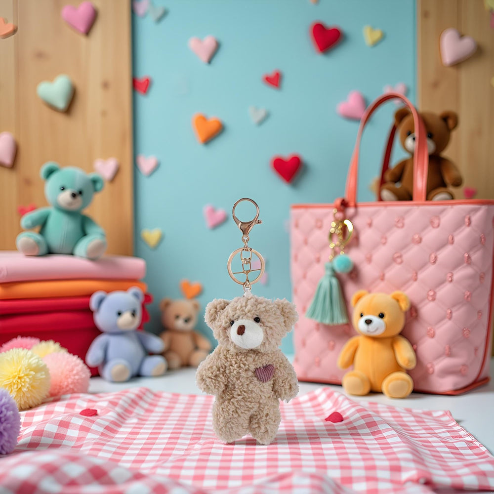 Galepromot pink heart plush detail ideal for purses and bags.