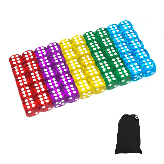 GALIREN 50-pack 14mm translucent dice set for versatile board game play.