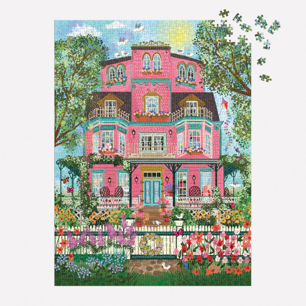 Victorian manor scene from Galison puzzle offers a thoughtful gift for architecture and art lovers.