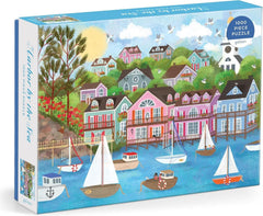 Galison Harbor by the Sea puzzle cover showing Nantucket harbor scene for relaxing evenings