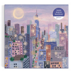 Joy Laforme artwork features lavender tones and a glowing cityscape.