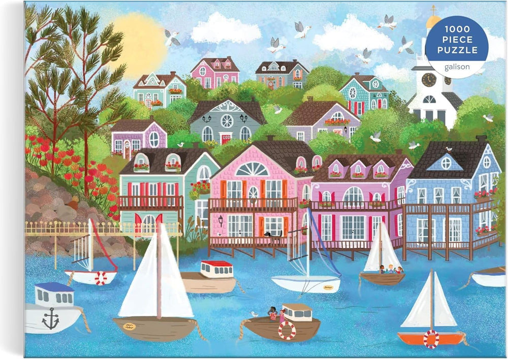 Joy Laforme artwork image of harbor used for soothing coastal decor inspiration