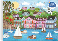 Joy Laforme artwork image of harbor used for soothing coastal decor inspiration