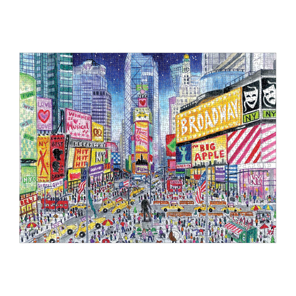 Galison Michael Storrings Times Square puzzle back-side reveals sturdy piece texture for smooth sorting.