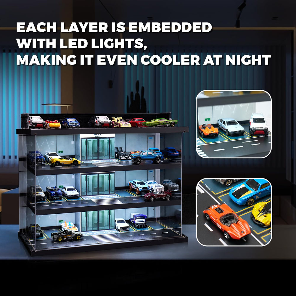 GALUMO wooden and acrylic framing provides sturdy, premium display for die-cast diorama.