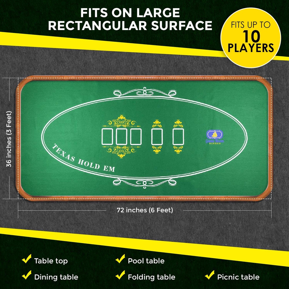 Game Room Heroes easy-glide surface supports effortless card slides.