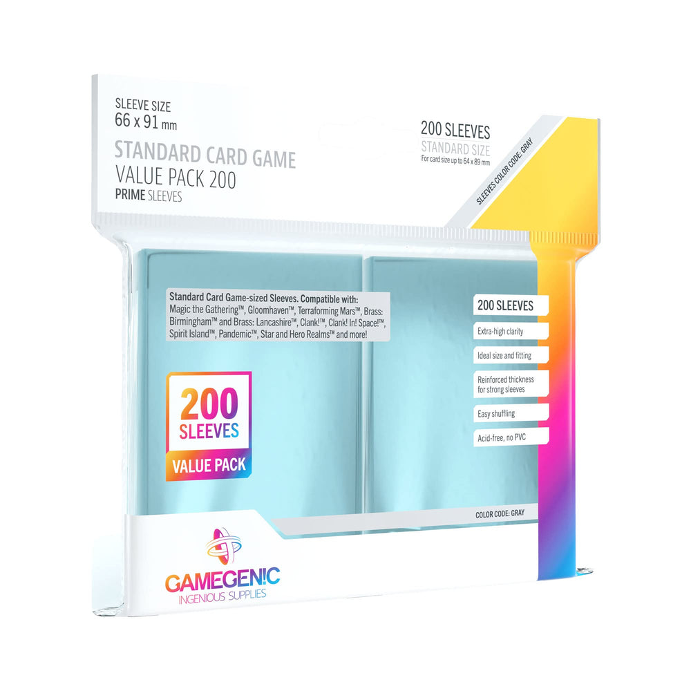 Gamegenic Clear 200ct card sleeves – front view for smooth shuffle protection.