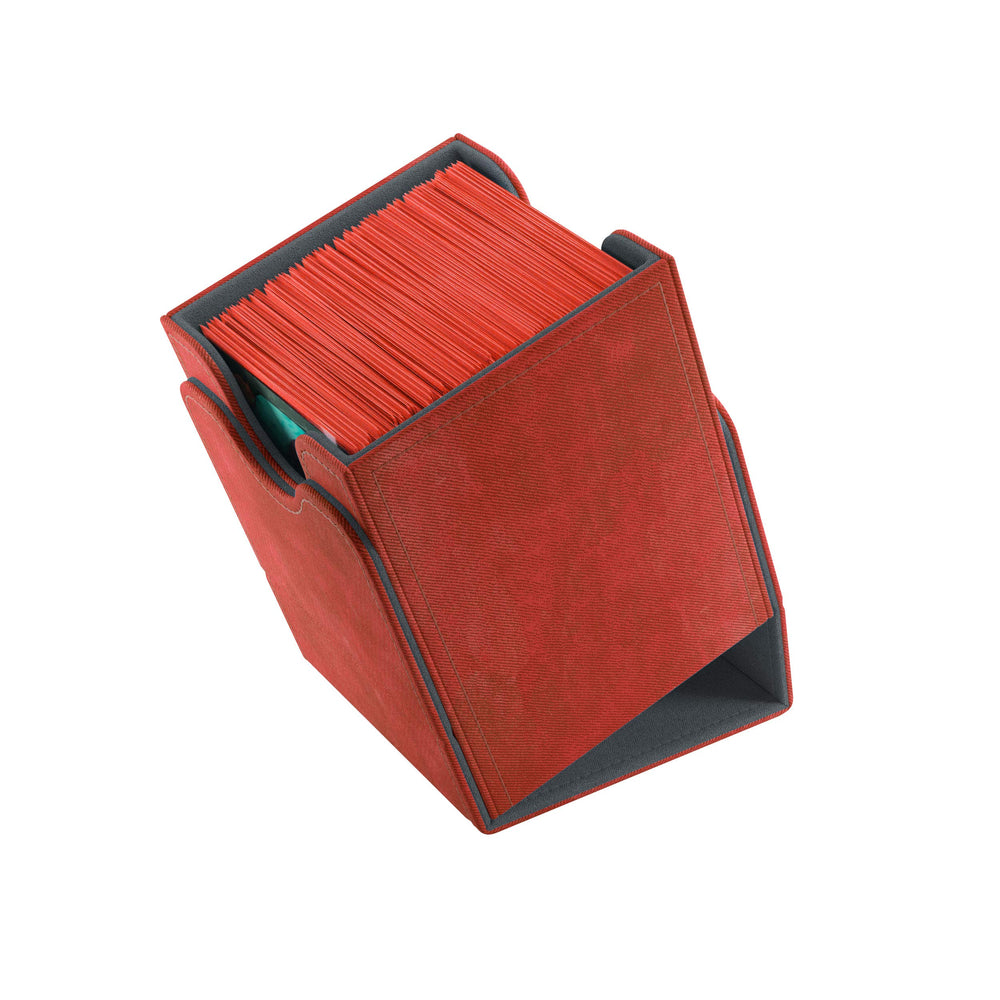 Gamegenic Squire 100+ Red deck box showing sturdy Nexofyber shell.