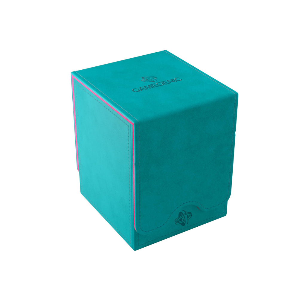 Gamegenic Squire Plus 100+ XL teal exterior with pink interior for premium card storage.