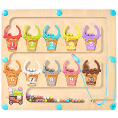 GAMENOTE magnetic color and number maze board for color matching and counting activity.