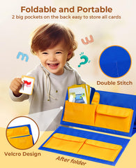 GAMENOTE foldable tent and back pockets organize cards for classroom use