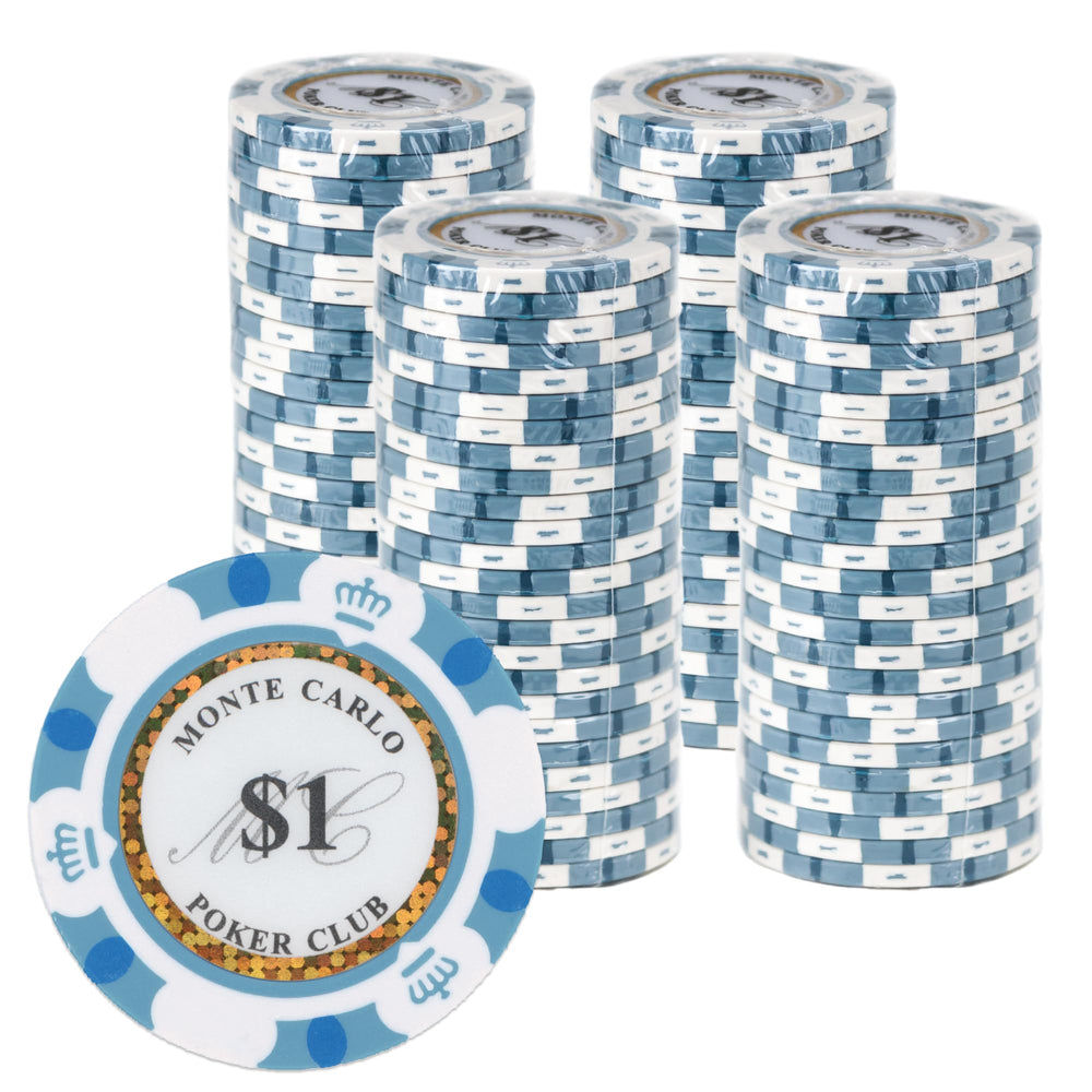 Gamers Lounge Monte Carlo chips with tri-tone edge pattern for premium gameplay