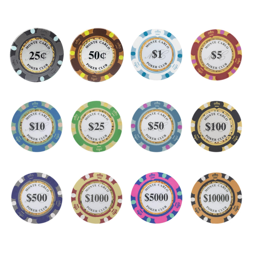 Gamers Lounge Monte Carlo chips shown on felt for authentic casino feel at home