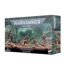 Games Workshop Adeptus Mechanicus Sicarian model kit for tabletop hobbyists to assemble and paint.
