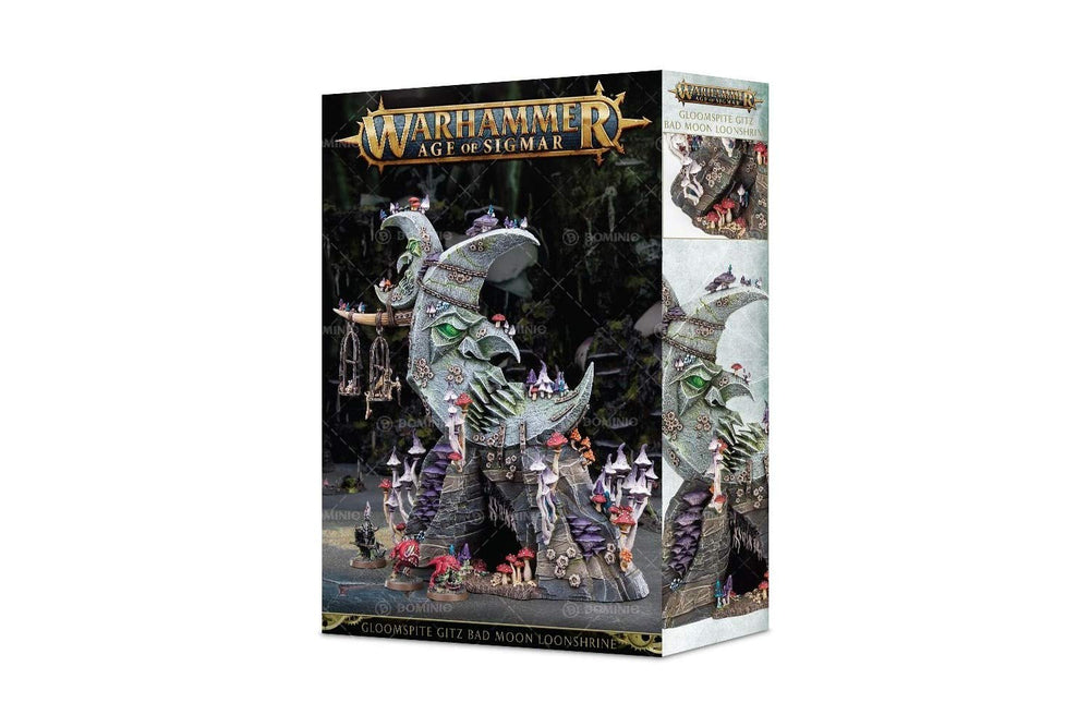 Games Workshop Bad Moon Loonshrine front view showing imposing terrain and dramatic glow