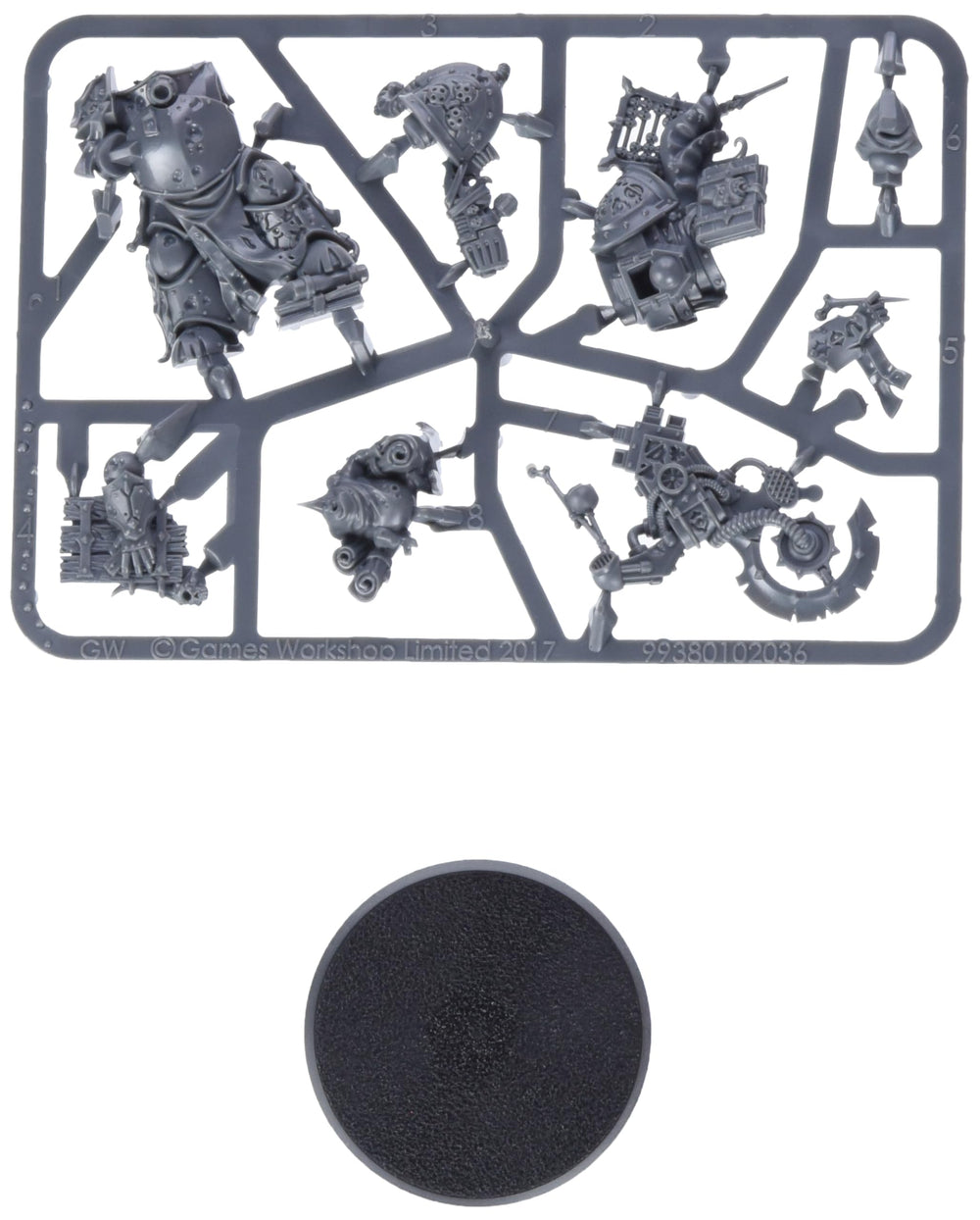 Games Workshop Death Guard Scribbus Wretch abacus close-up shows grim details