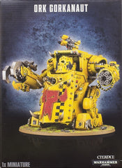Games Workshop Gorkanaut front view reveals rugged ork war machine for epic battles.