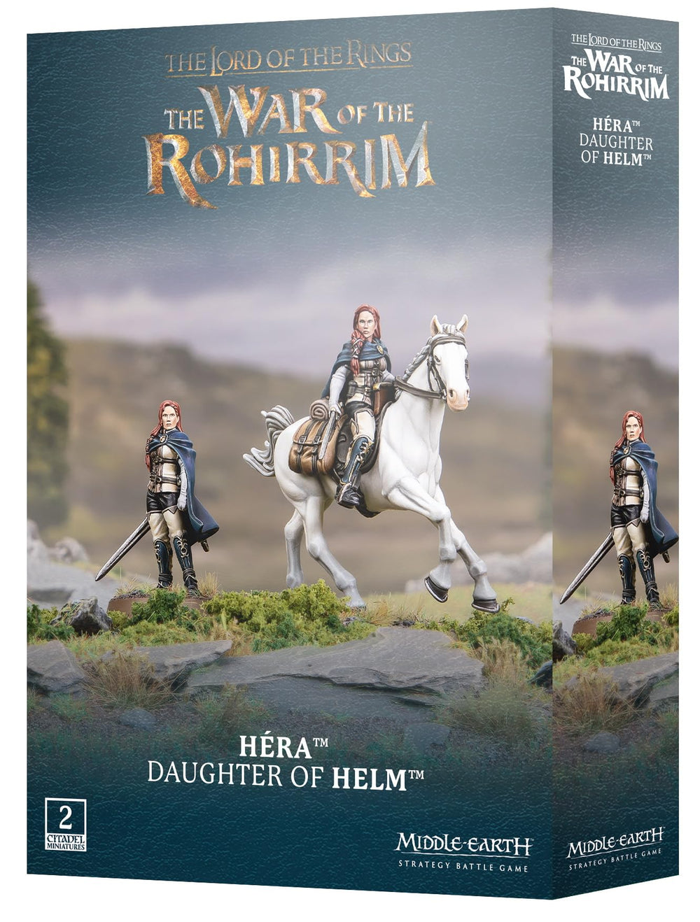 Games Workshop Hera Daughter of Helm miniature, on foot with Ashere mount option for Edoras.
