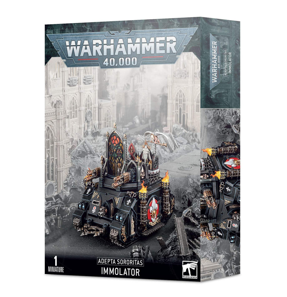 Games Workshop Adepta Sororitas Immolator battle tank with immolation flamer for dramatic tabletop battles