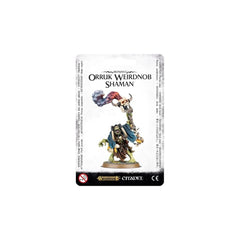 Games Workshop Ironjawz Weirdnob Shaman front view showcases dynamic pose for tabletop battles.