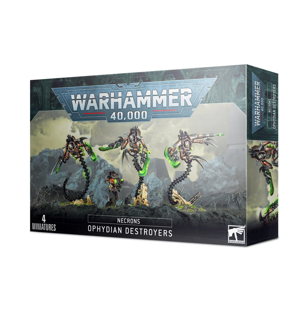 Games Workshop Necrons Ophydian Destroyers in black, ideal for tabletop battles and hobby painting.