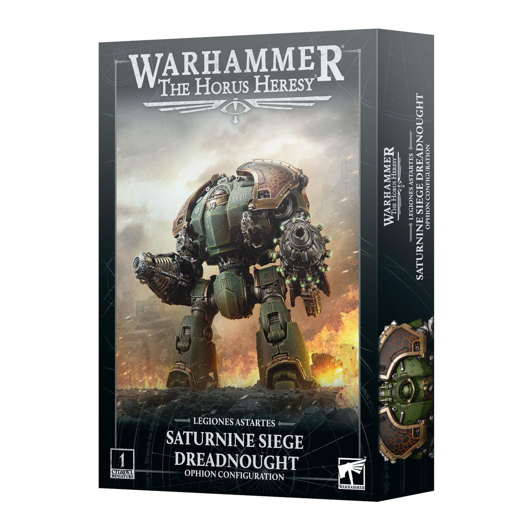 Games Workshop Saturnine Siege Dreadnought Ophion configuration, ready for assembly and epic tabletop battles.