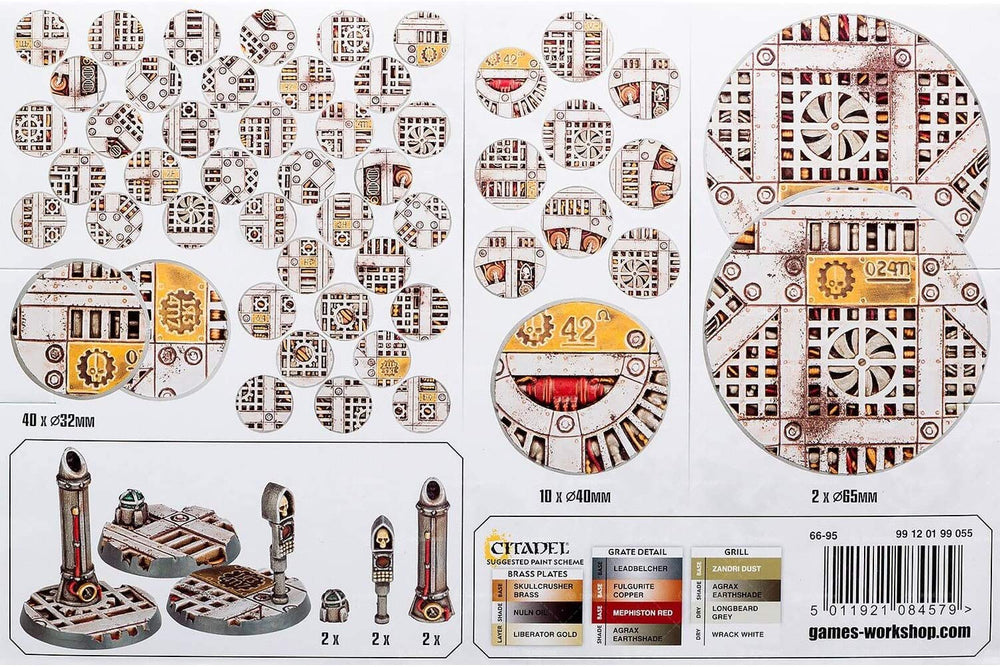Games Workshop Sector Mechanicus 40mm and 32mm bases for versatile basing.