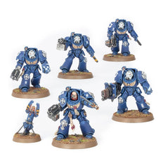 Games Workshop Space Marines Terminator Squad 2023 Edition blue armed with storm bolters for dramatic tabletop action