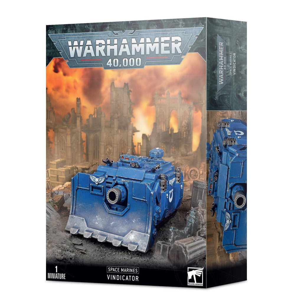 Games Workshop Space Marines Vindicator box art, ideal for hobbyists to start painting